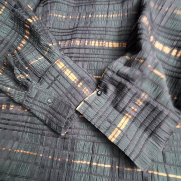 CJ Banks Jacket Womens Size XL Full Zip Gray Plaid Button Stretch Crinkle Long - Picture 3 of 9